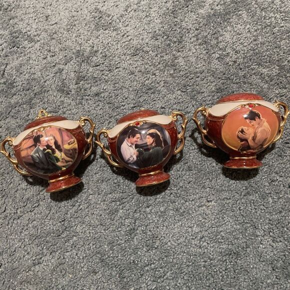 Ardleigh Elliot Gone With The Wind 2001 Rhett Scarlett Music Box Set Of 3 - Picture 1 of 7